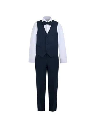 Moustache Kids' Bow-tie Vest Suit In Blue