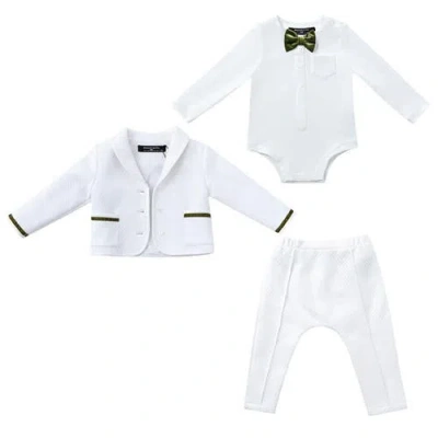Moustache Babies'  Brighton Bow Charm Set In White