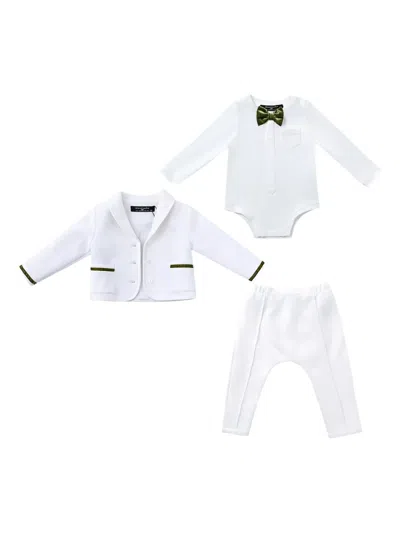 Moustache Button-fastening Babygrow Set (set Of Three) In Gray