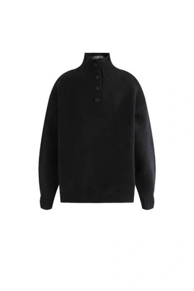Moustache Kids'  Button-up Ribbed Sweater In Black