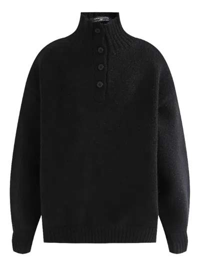 Moustache Kids' Button-up Sweater In Black