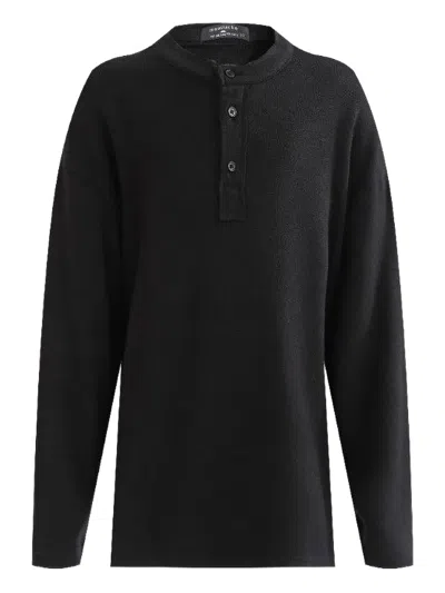 Moustache Kids' Button-up T-shirt In Black