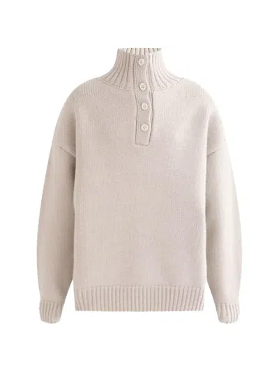 Moustache Kids' Buttoned High-neck Sweater In Neutral