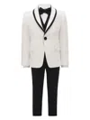 Moustache Contrasting-trim Suit (set Of Five) In White