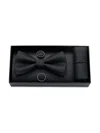 Moustache Crosshatch Bow Tie Set In Black