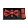 Moustache Crosshatched Bow Tie Set In Orange Red