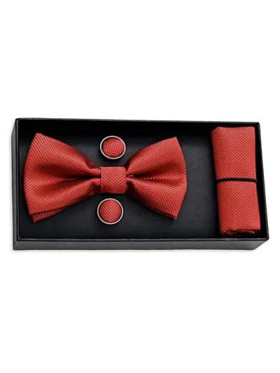 Moustache Crosshatch Bow Tie Set In Gray