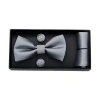 Moustache Crosshatch Bow Tie Set In Silver