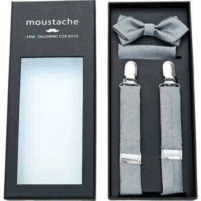 Moustache Kids'  Crosshatch Suspender Set In Silver