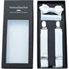 Moustache Suspenders Set In White