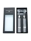 Moustache Crosshatched Suspenders Set In Grey