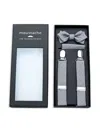 Moustache Dotted Suspenders Set In Grey