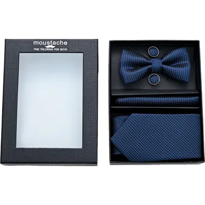 Moustache Kids'  Dotted Tie Set In Blue