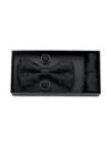 Moustache Crosshatch Bow Tie Set In Black