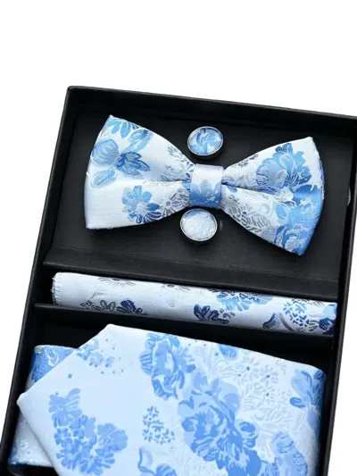 Moustache Kids' Floral-jacquard Accessory Set In Blue