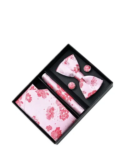 Moustache Kids' Floral-jacquard Accessory Set In Pink
