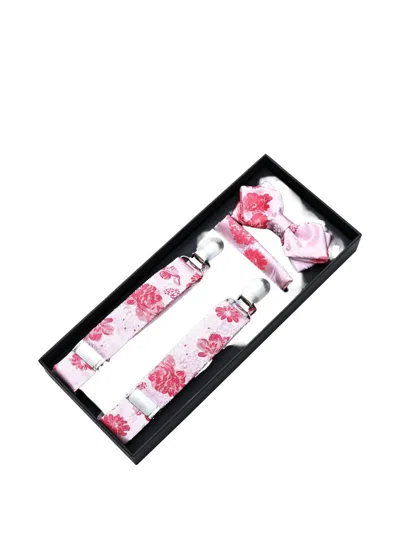 Moustache Kids' Floral-jacquard Accessory Set In Pink