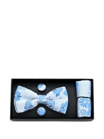 Moustache Kids' Floral-print Bow Tie Set In Blue