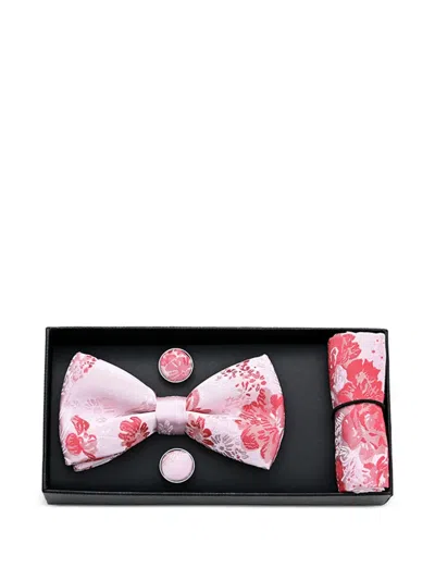 Moustache Kids' Floral-print Bow Tie Set In Orange