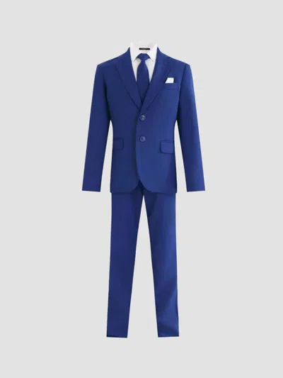 Moustache Kids' Four Piece Suit With Peak Lapel In Blue