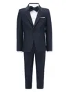Moustache Glitter-trim Suit (set Of Four) In Blue