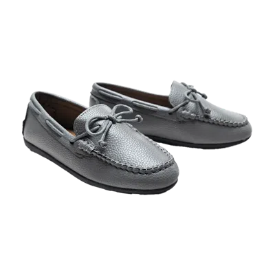 Moustache Gray Faux Leather Laced Loafers By Childsplay Clothing