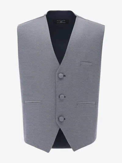 Moustache Gray Micro Print Vest & Bowtie Grey