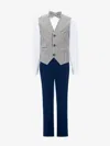 Moustache Gray Ruggero Striped Vest Outfit Set Grey In Gray
