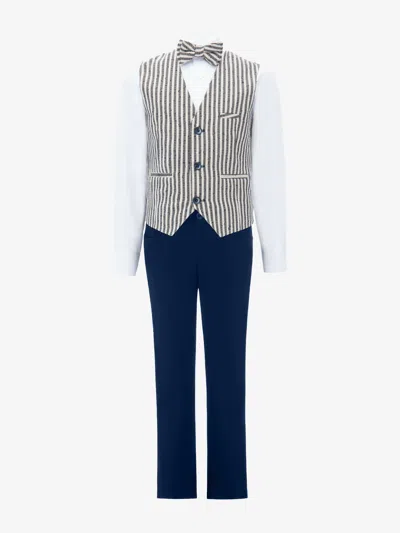 Moustache Gray Ruggero Striped Vest Outfit Set Grey