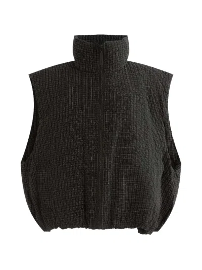 Moustache Kids' Grid-pattern Quilted Gilet In Black