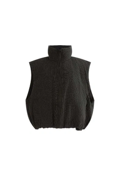 Moustache Kids'  Grid-pattern Quilted Vest In Black