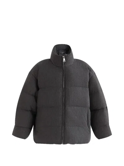 Moustache Kids' Herringbone Puffer Jacket In Gray
