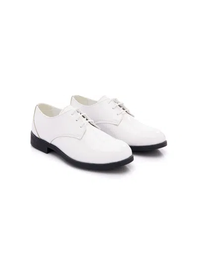 Moustache Kids' Lace-up Patent-finish Loafers In White
