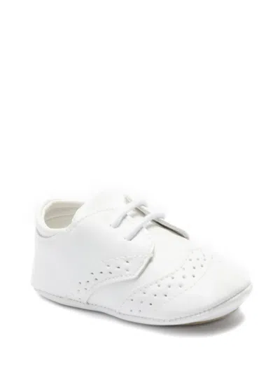 Moustache Babies' Lace-up Crib Shoes In White