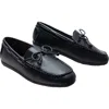 Moustache Kids'  Leather Moccasin Loafers In Black
