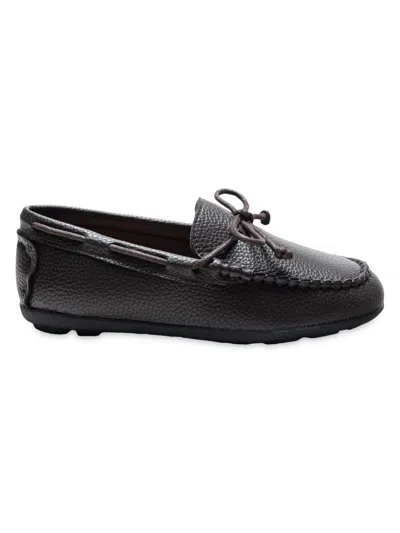 Moustache Kids' Leather Moccasin Loafers In Brown