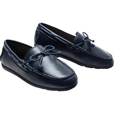 Moustache Kids'  Leather Moccasin Loafers In Navy