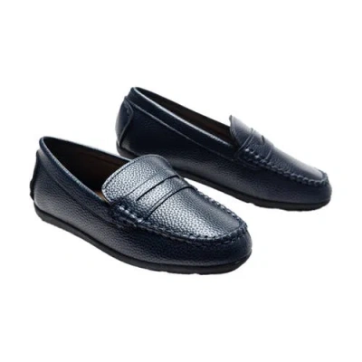 Moustache Kids'  Leather Penny Loafers In Blue