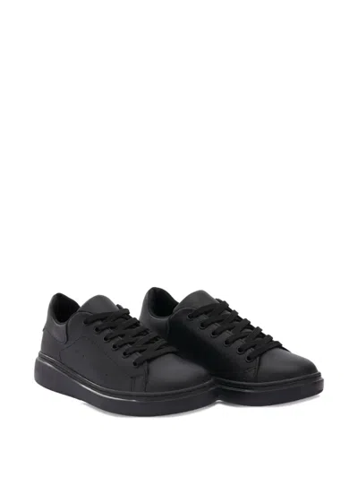 Moustache Leather Sneakers In Black