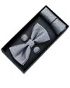 Moustache Light Silver Textured Bowtie Set In Gray