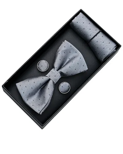 Moustache Kids'  Light Silver Textured Bowtie Set In Gray