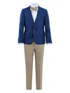 Moustache Plaid-pattern Suit Set (set Of Three) In Blue