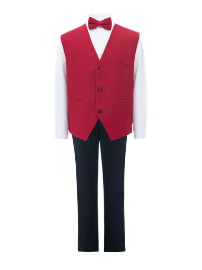 Moustache Little Boy's & Boy's Lachlan Vest Outfit In Red