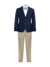 Moustache Plaid-pattern Suit Set (set Of Three) In Blue