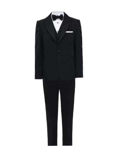 Moustache Little Boy's & Boy's Sparkle Suit In Black