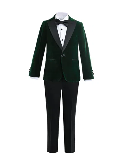 Moustache Kids' Little Boy's & Boy's Velvet Suit With Peak Lapel In Green