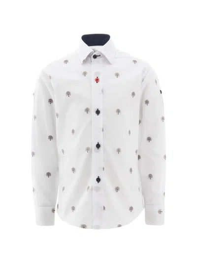 Moustache Babies' Maple-embroidered Cotton Shirt In White