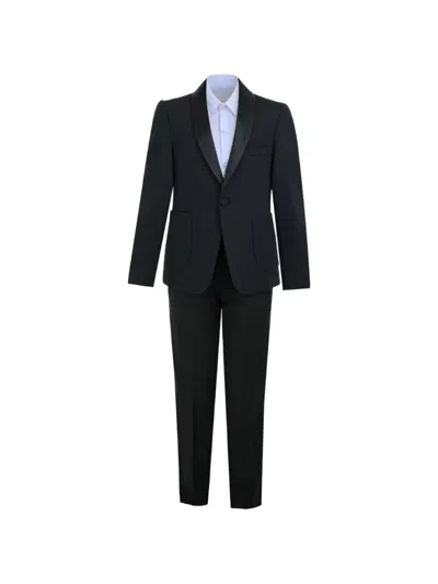 Moustache Kids' Mason Shawl-lapel Single-button Suit (set Of Three) In Blue