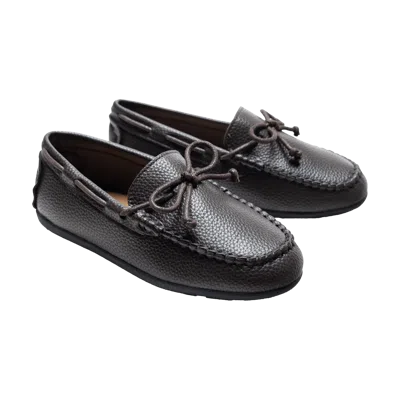 Moustache Mocha Faux Leather Laced Loafers By Childsplay Clothing In Black