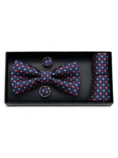 Moustache Multi-patterned Bow Tie Set In Metallic